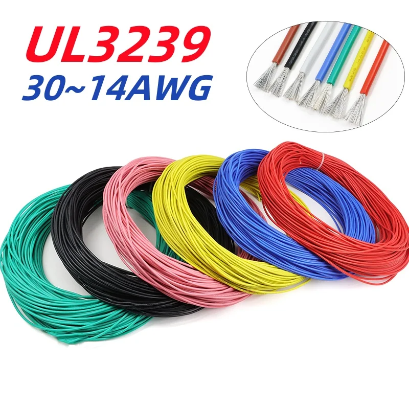 UL3239 30/28/26/24/22/20/18/16/14 AWG Silicone Wire Insulated Tinned Copper Electrical Cable 3000V
