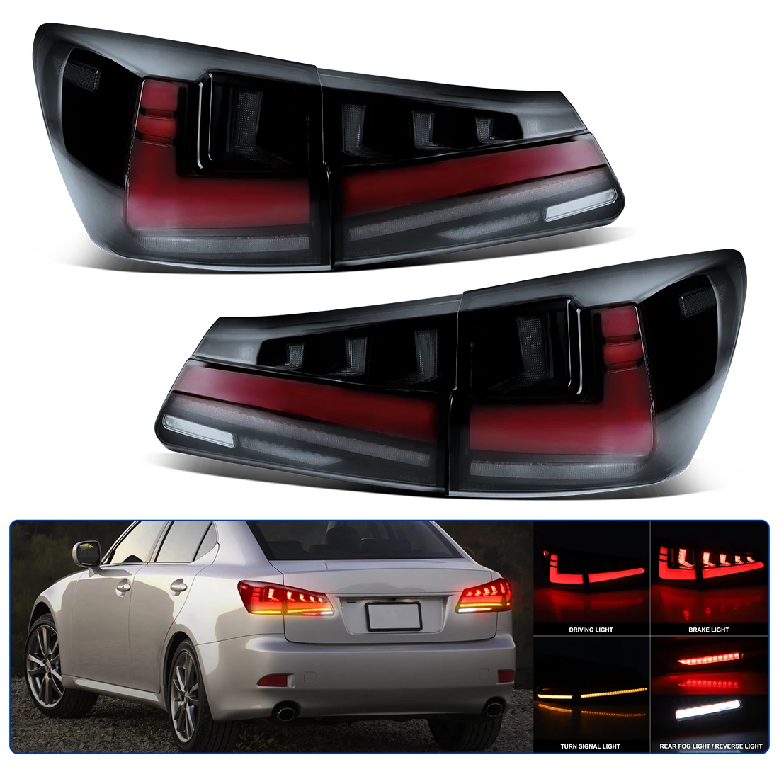

1 комплект задних фонарей в сборе для LEXUS IS250 IS300 IS350 ISF 2006-2012, стоп-сигналы, указатель поворота, задний фонарь заднего хода