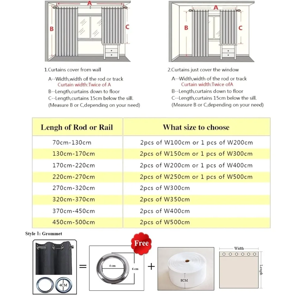 Gorden Blackout dari Lantai hingga Plafon untuk Gaya Minimalis Nordik - Peredam Cahaya dengan Bordir