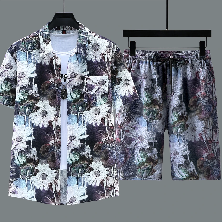 Summer Beach Sets Men Hip Hop Shirts Shorts Plus Size 10XL 11XL Hawaiian Suits Male Streetwear Sets Big Size 11XL 10XL