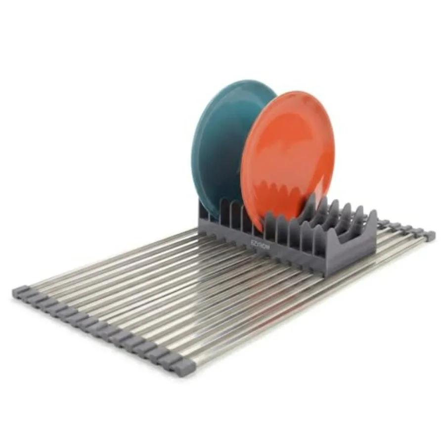 

Алюминиевая складная сушилка для посуды над раковиной - выдерживает до 55 фунтов, сверхпрочная, с квадратными прутьями, не ржавеет, анодированная, термостойкая.