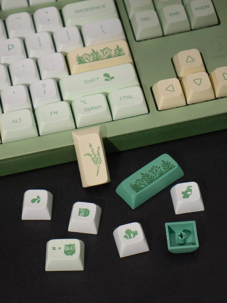 Imagem -06 - Teclado Mecânico Botânico Keycaps Xda Verde 142 Teclas Pbt Tintura Sublimação Gk61 Anne Pro Jogo de Varmilo