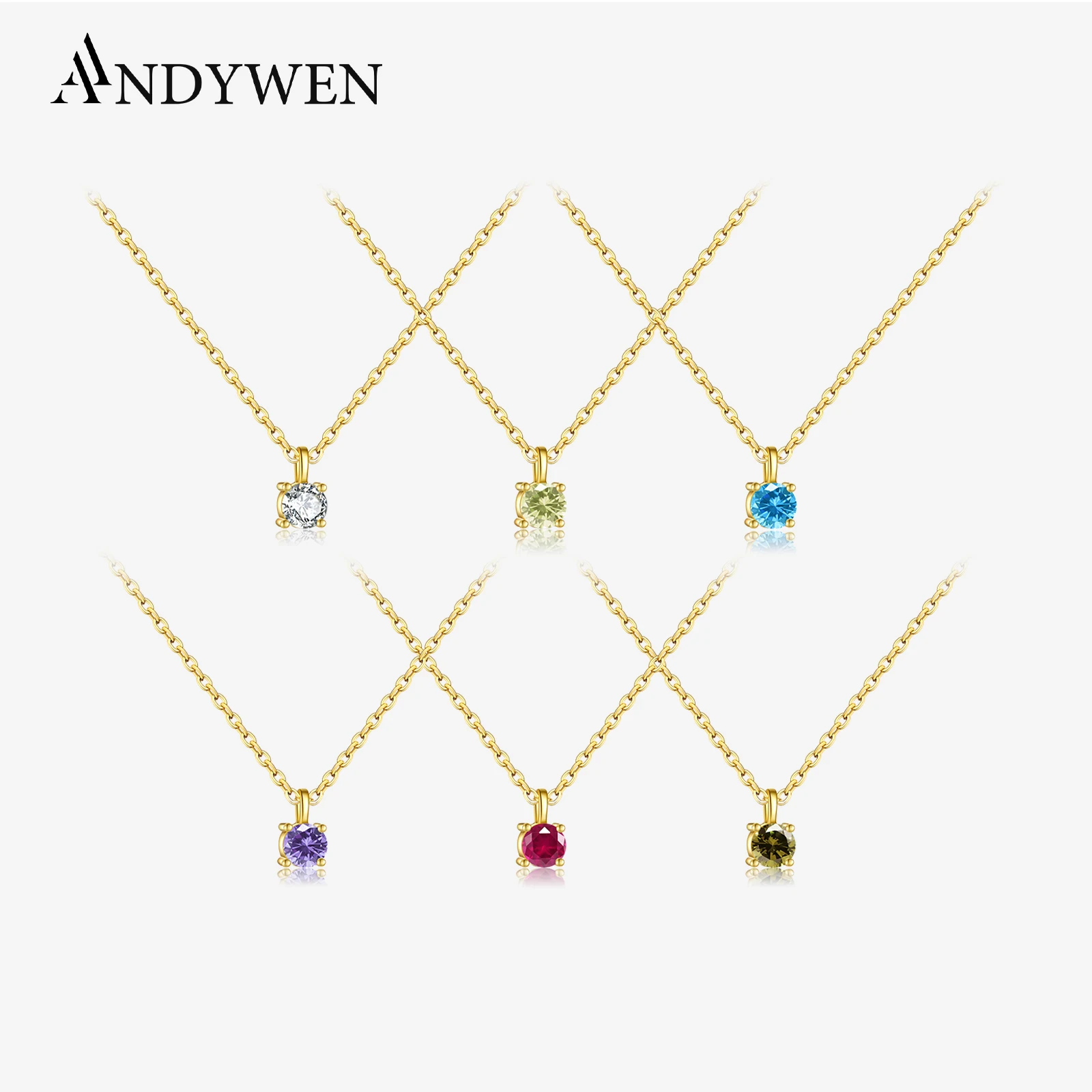 ANDYWEN Winter 925 Sterling Silver Gold Rose Red Charm Pendant Necklace Women Fashion Jewelry Zircon CZ Fine Jewels Choker