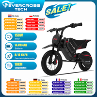 EVERCROSS TECH electric Motorbike for children, 150W, speeds 8/16 km/h, battery life up to 10 km, Motorbike Cross 12 inches for