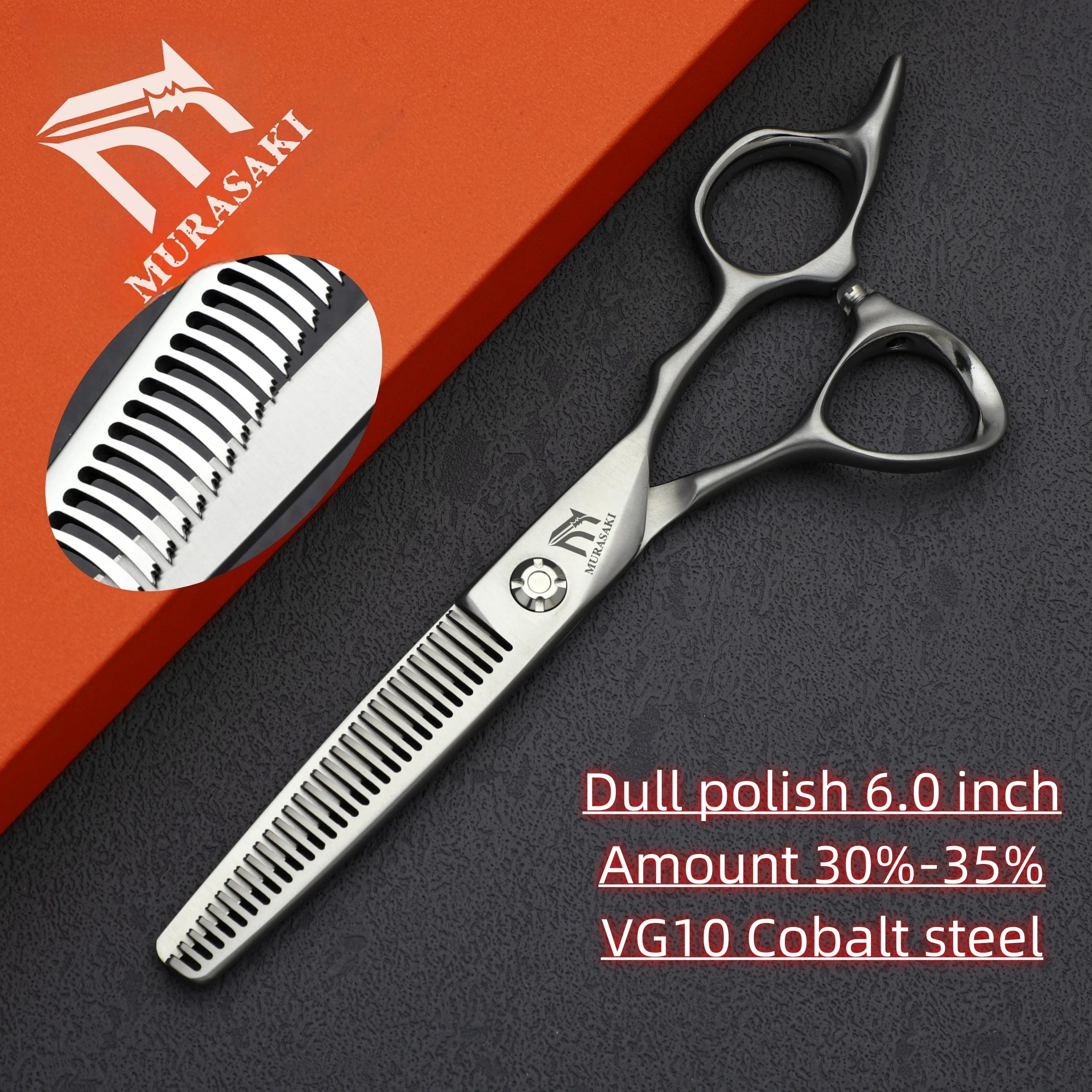 Professionelle Haarausdünnungsschere mit Matter Oberfläche, VG10 Kobaltstahl Friseurschere, Scharfe und Langlebige Haarschneidemaschine – Detail 2