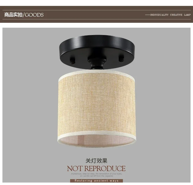 مصباح سقف أمريكي صغير، ممر الشرفة، الممر، الشرفة، مصباح سقف مستدير، إضاءة قماش LED بسيطة #5