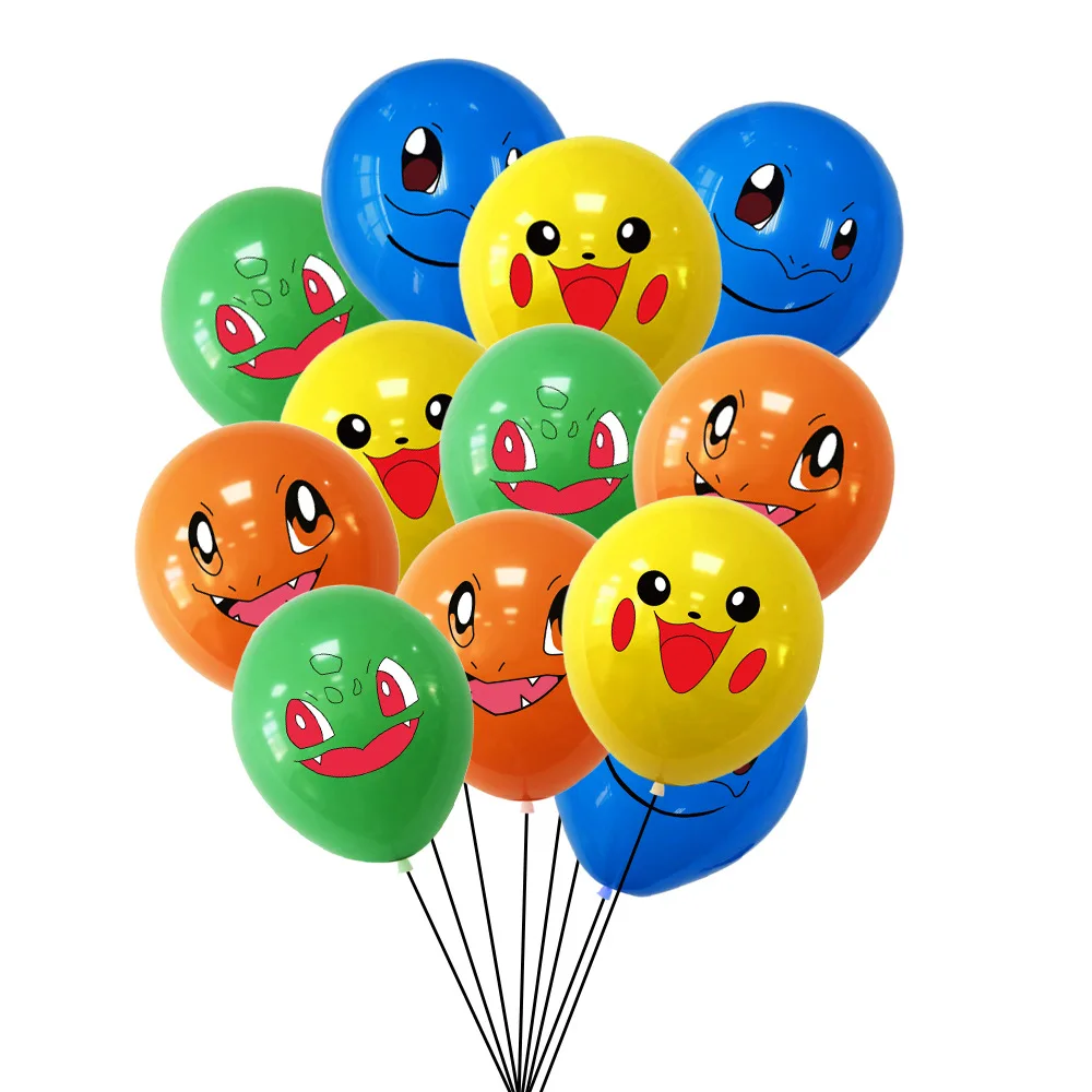 Cartoon Pokemon Pikachu Latex Balloon Set Pikachu Squirtle Charmander Model Balloons Toys Child Birthday Party Supply Decoration