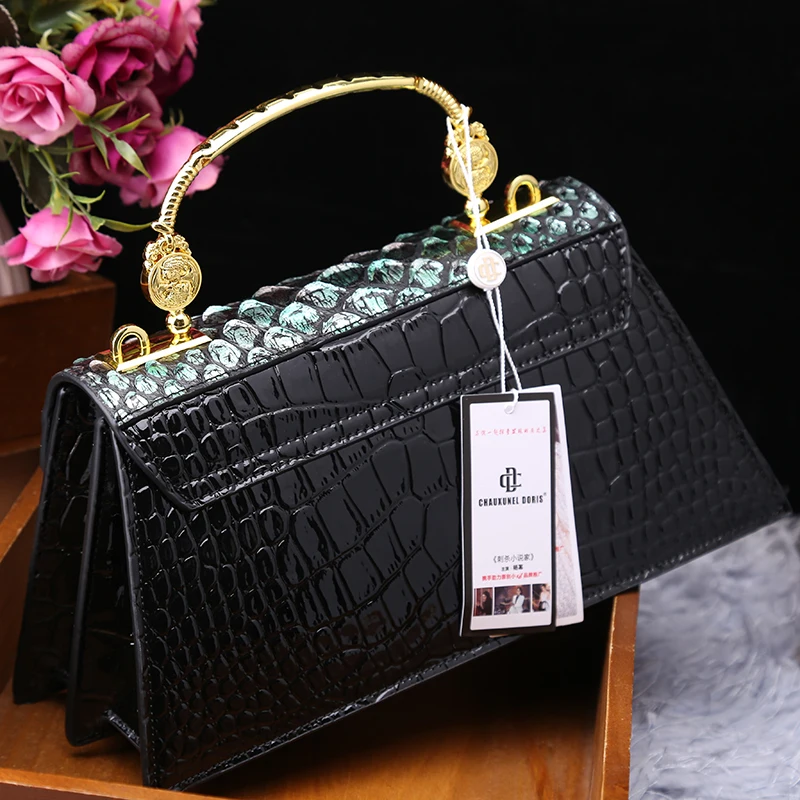 Fashion Brand Genuine Leather Women\'s Handbags 2024 New Crocodile Pattern Shoulder Crossbody Bag Lady Party Messenger Shell Bags