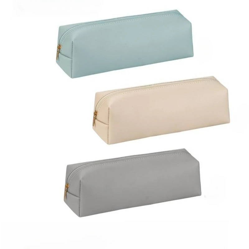 Astuccio per matite in pelle da 10 pezzi, scatola di immagazzinaggio di grande capacità, borsa per cancelleria, semplice con cerniera, astuccio per penne in pelle, materiale scolastico