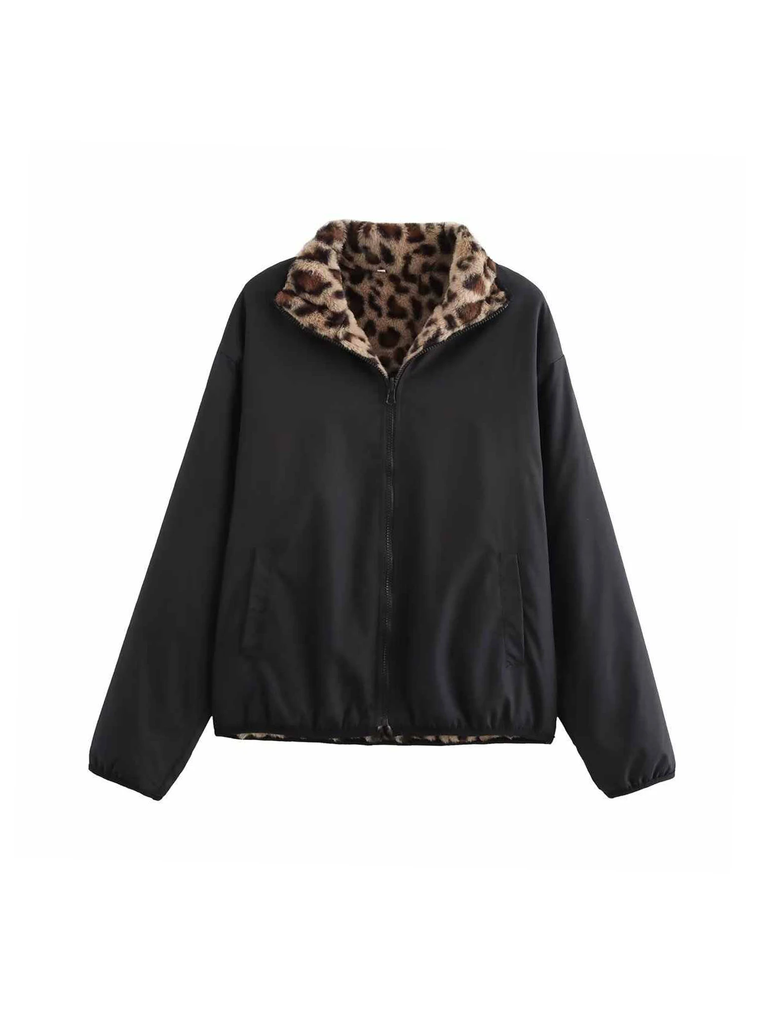 Cappotto da donna in pelliccia leopardata oversize gotico nero da donna Cappotto vintage Harajuku anni 2000 Emo estetica giacca autunnale a maniche lunghe