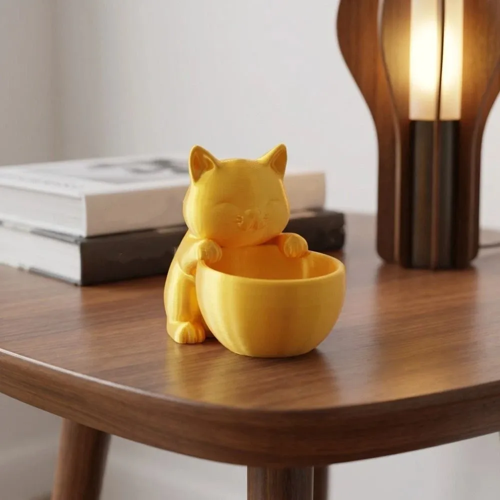 Potting Supplies Ornaments Cat-Shaped Planter Pot 3D Printed Desktop Storage Small Flowerpot Garden