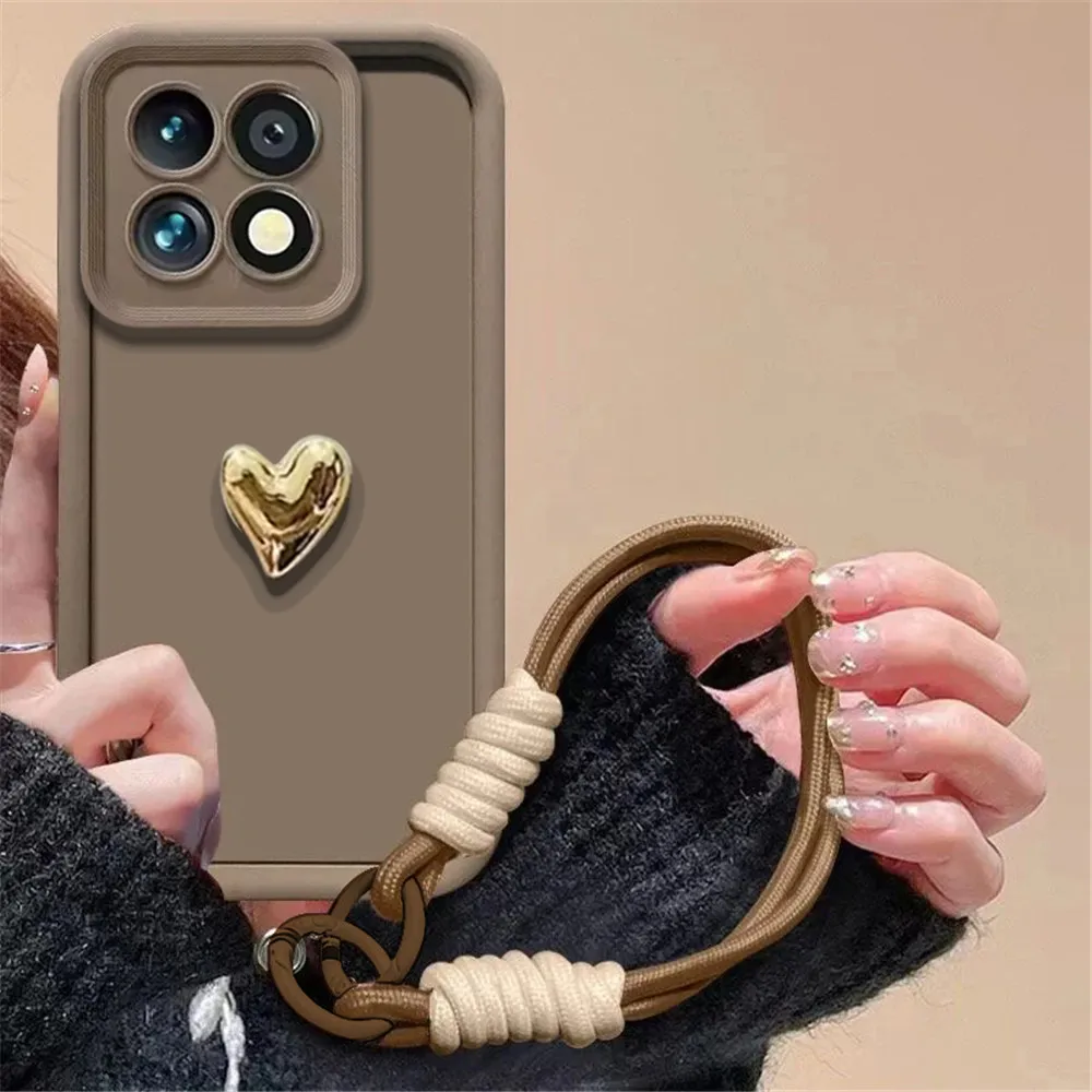 ثلاثية الأبعاد تصفيح الحب القلب قضية الهاتف ل Xiaomi Mi 14T 13T 12T 11T برو غطاء Mi 13 12 11 لايت 5G NE الحبل سوار غطاء سيليكون
