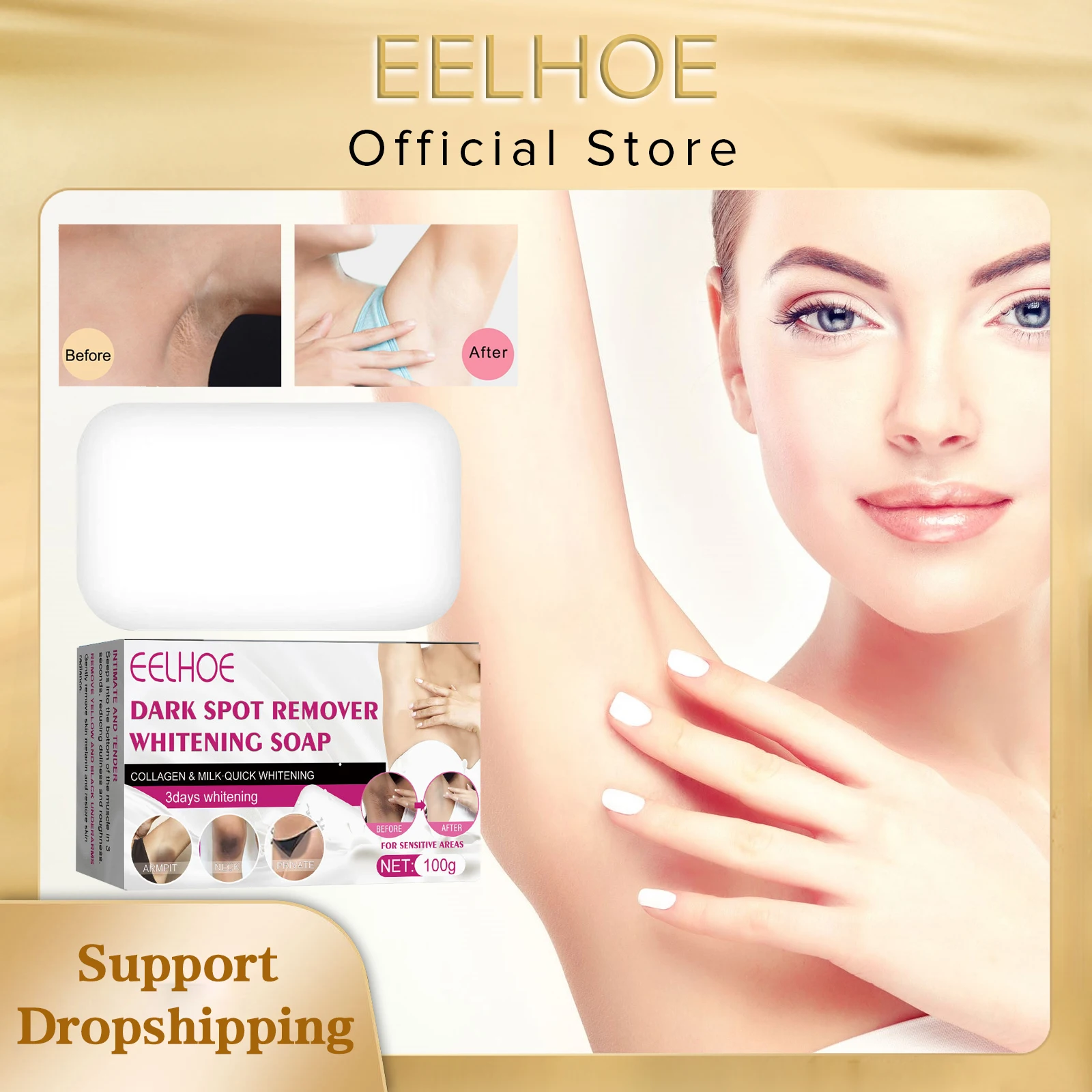 

EELHOE Whitening Soap for Dark Skin Bleaching Joint Elbow Intimate Deep Cleansing Remove Dullness Melanin Dark Spot Remover 100g