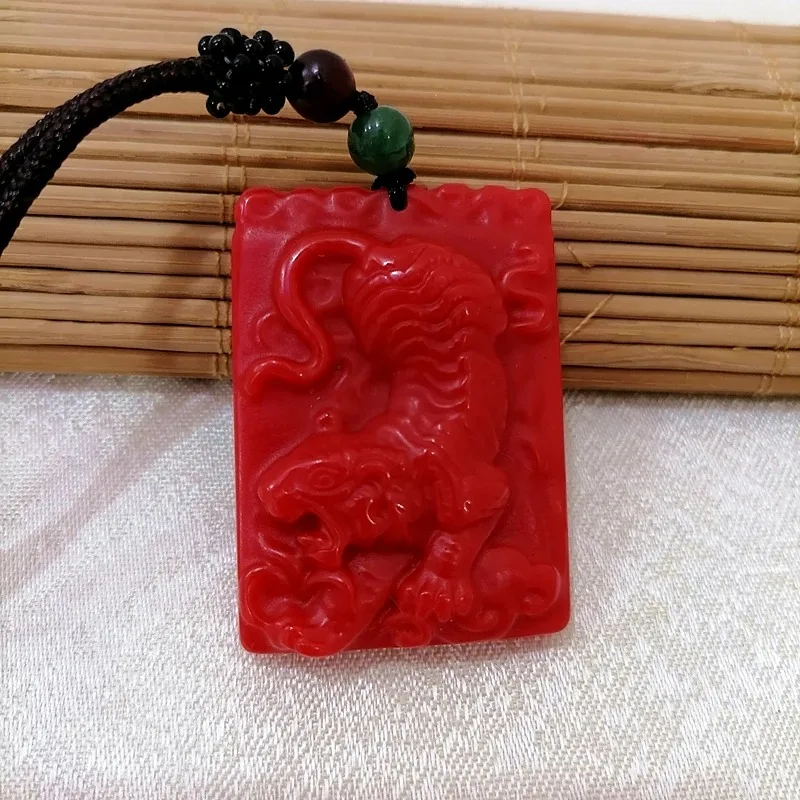 

Natural Red Hand Carved Tiger Jade Pendant Fashion Boutique Jewelry Men's and Women's Zodiac Necklace Gift Accessories