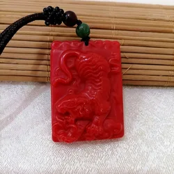 Natural Red Hand Carved Tiger Jade Pendant Fashion Boutique Jewelry Men's and Women's Zodiac Necklace Gift Accessories