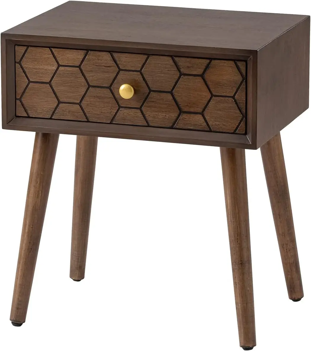 

Brown 1-Drawer Honeycomb Texture End Table, 19.8x14x22.3 inches, 20 lbs