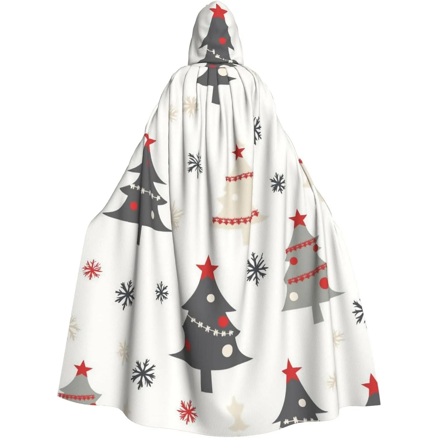 

Плащ с капюшоном для женщин и мужчин, бежевая накидка с принтом рождественской елки, костюмы на Хэллоуин, карнавальный костюм