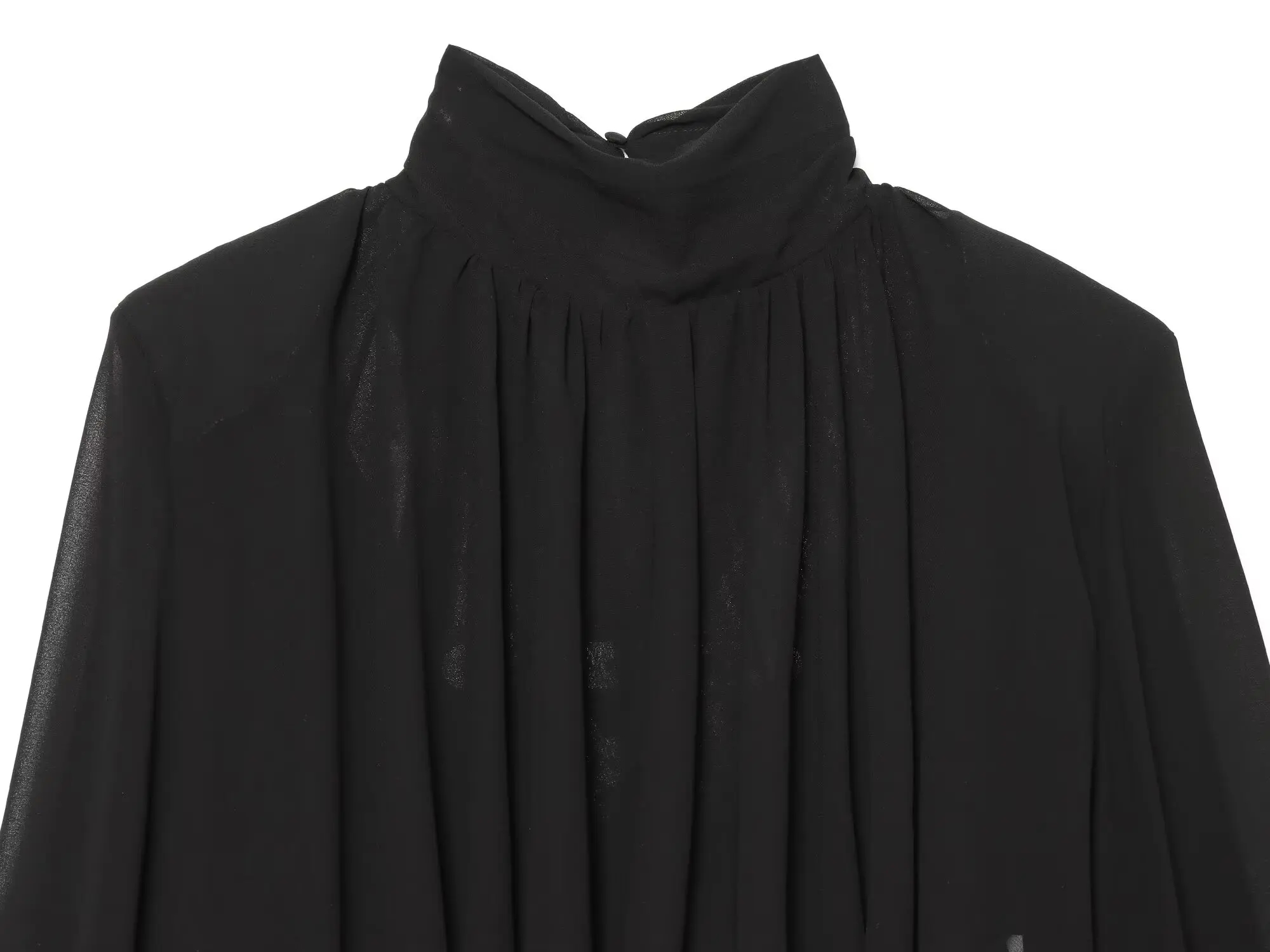BSAY 2026 Herbst Neue Französische Elegante Damenmode Halbhoher Kragen Schulterpolster-Top Puffärmel Kurzes Hemd – Detail 4