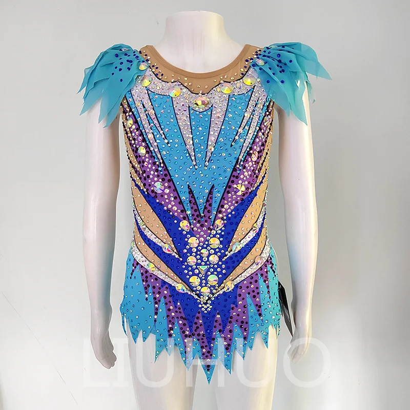 

LIUHUO Rhythmic Gymnastics Leotard Blue Competitive Gymnastics Performance Clothing