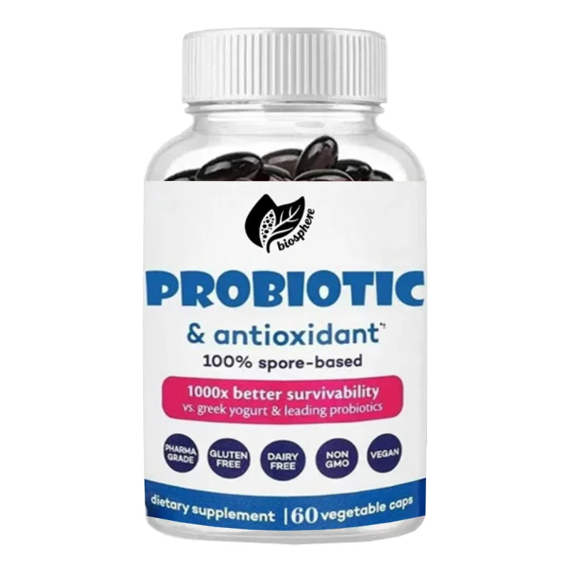 Probiotic Supplement, 100% Spore Based Probiotics, Containing Antioxidants,supporting Digestion and Immunity,non GMO,60 Capsules