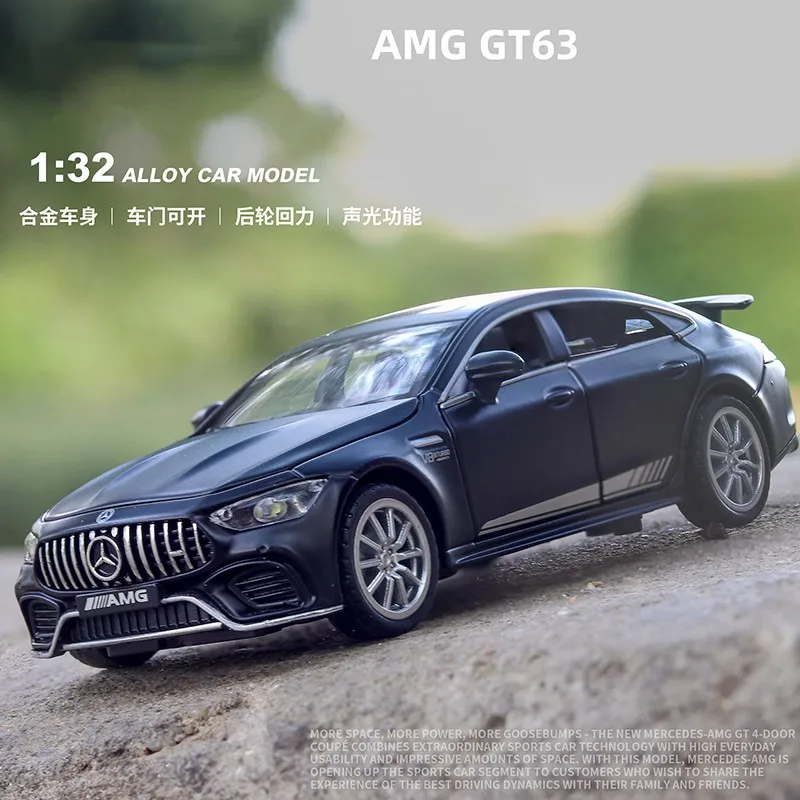 

Модель автомобиля Mercedes-Benz AMG GT63 в масштабе 1:32, спортивный автомобиль, литый под давлением, модель автомобиля со звуком, задняя фотография, подарок для детей