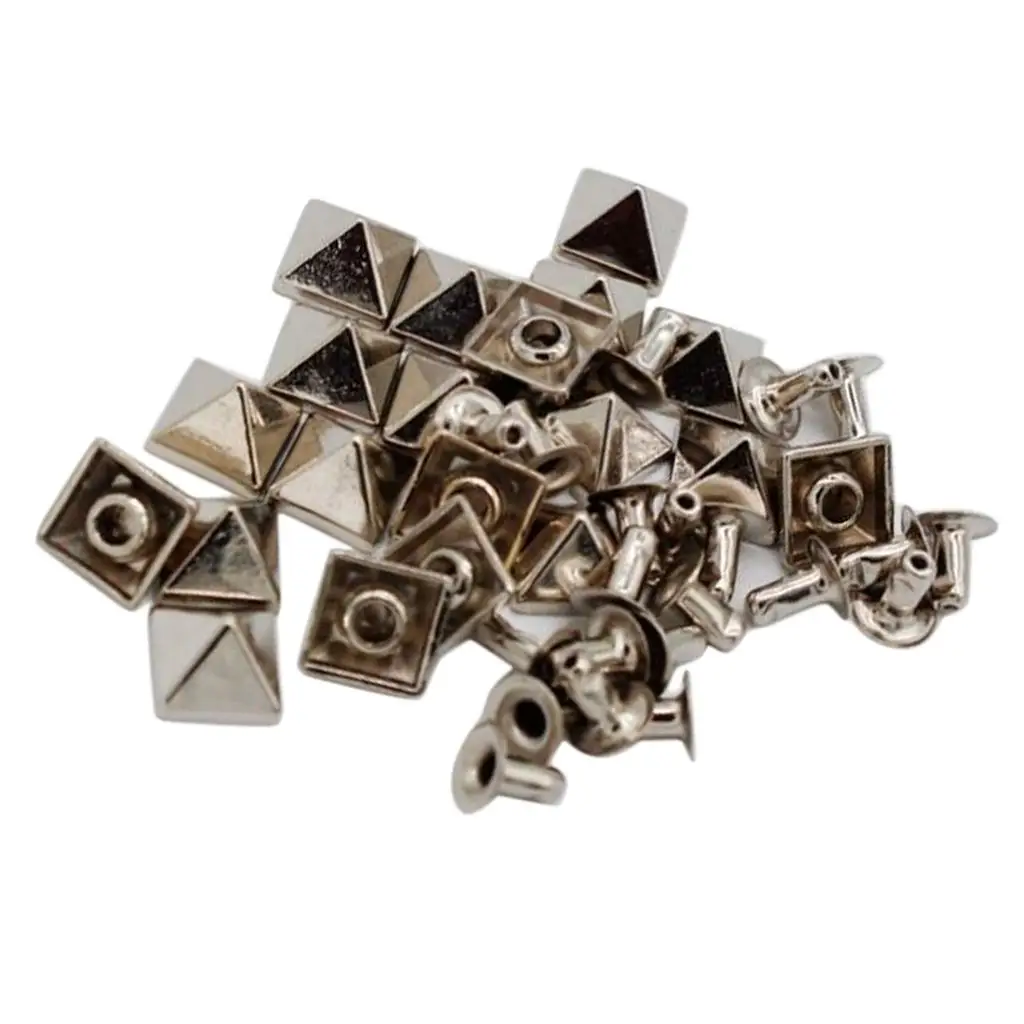 20pcs 8mm Pyramid Rivets Studs Snap Button for Belt Bag Decor