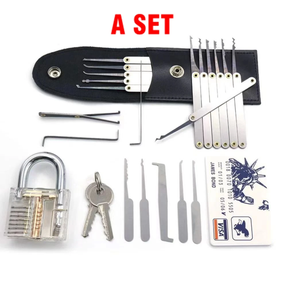 

Locksmith Pick Training Kit with Transparent Locks,Broken Key Remover and Tension Wrench Tool