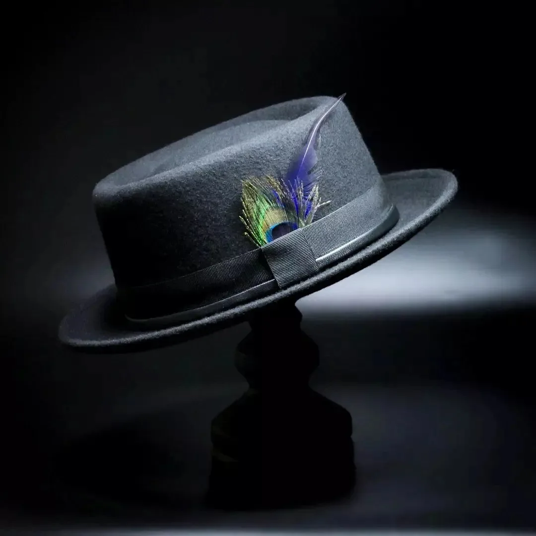 

Fashionable Wool Felt Hat with Square Bag Ribbon Decoration, Feather Wool Felt Hat