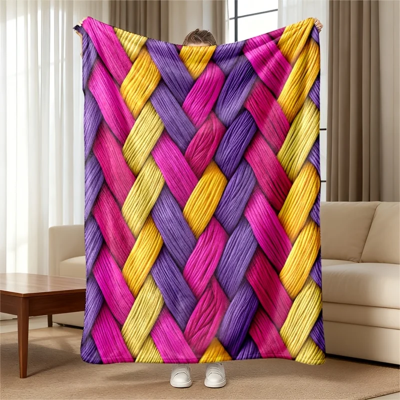 Vibrant Multi Color Woven Knit Throw Blanket for Sofa Couch Bed Boho ...