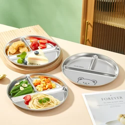 WORTHBUY Stainless Steel Divided Western Food Plate Pasta Dish Salad Barbecue Plate Stackable Breakfast Plate Kitchen Tableware