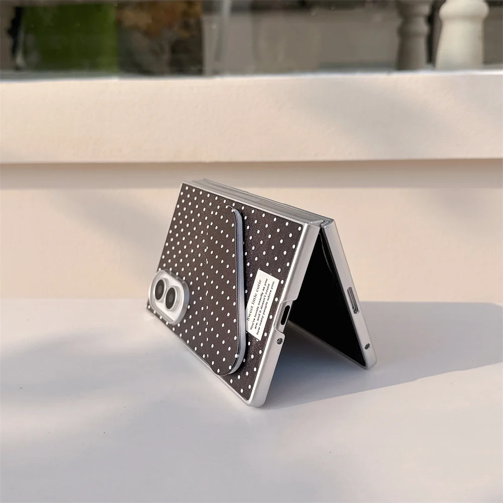 Black Polka Dot Hand Grip Holder Shockproof Hard Phone Case For Samsung Galaxy Z Fold 8 Ultra 7 6 5 4 Protective Phone Cover