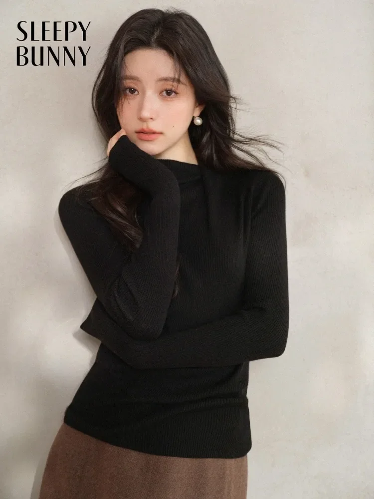 المرأة سيدة أنيقة الصوف متماسكة سترة سليم صالح وهمية الرقبة طويلة الأكمام أعلى لينة تمتد الطبقة الداخلية الدافئة لارتداء الشتاء اليومي