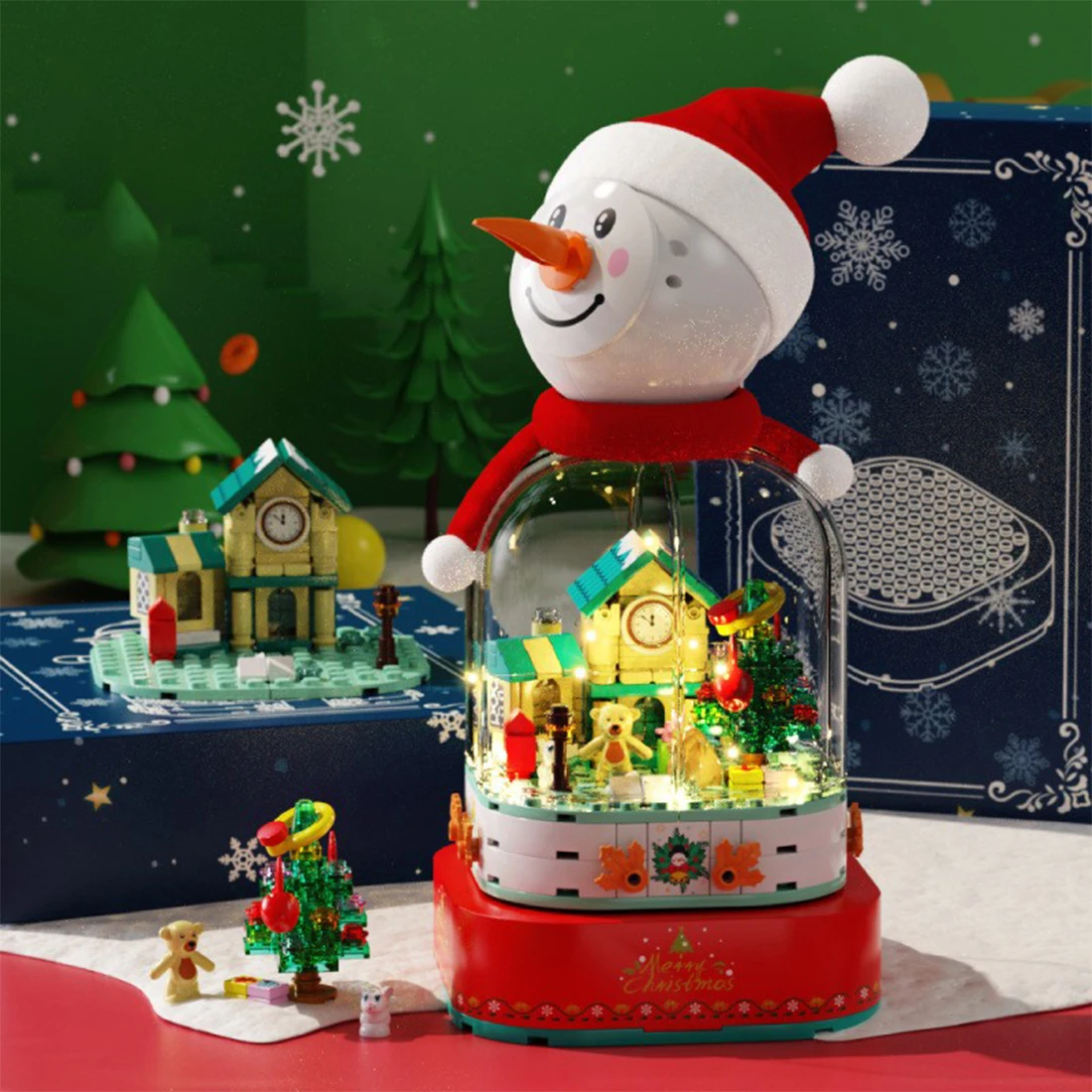 

Christmas Tree Micro Building Blocks Santa Santa Claus Snowman Model Music Box Assembled Diamond Bricks Figure Toy For Kid Gift