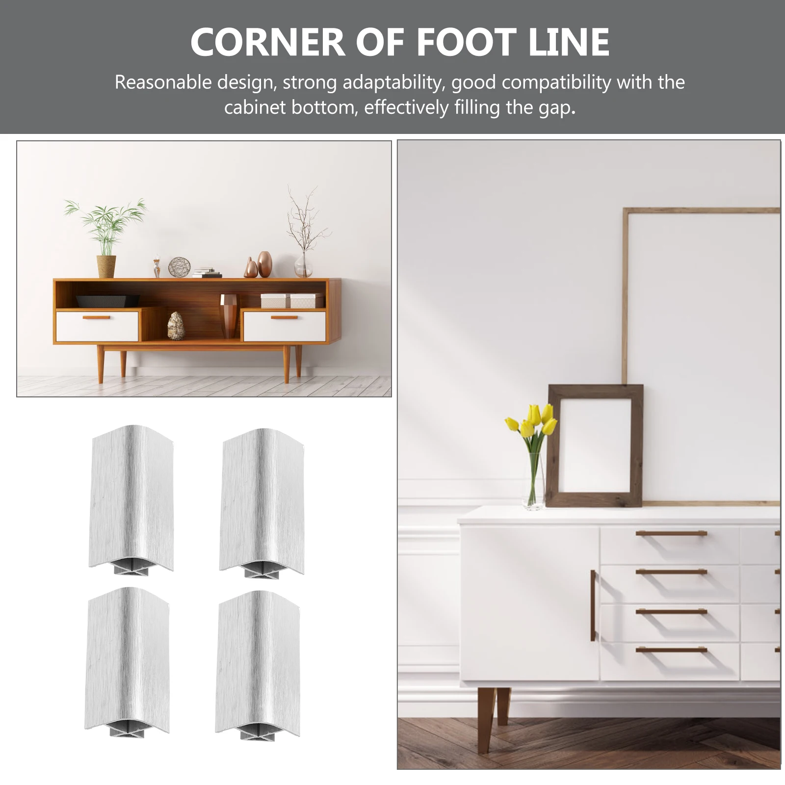 

4pcs 90 Degree Corner Protector Guard for Cabinets Skirting Waistline Baseboard Border Durable Plastic Fill Gaps Anti Water