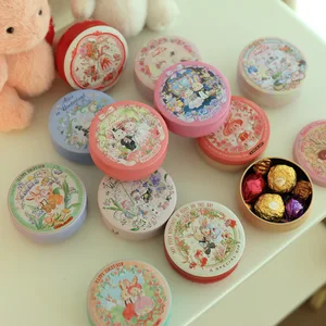 1 por ciento Caja de almacenamiento de lata de lata de tina de té de té de lata de lata de sellón redondo 8 mejores latas de cookies de ventas - №1