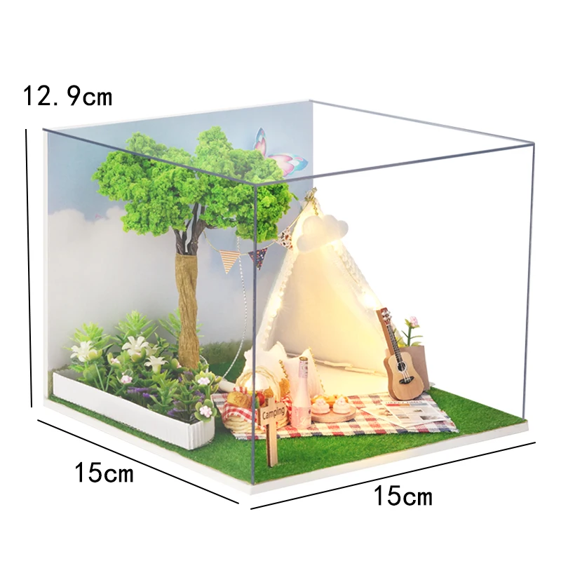 Mini Poppenhuis DIY Klein Huis 3D Puzzel Assemblage Gebouw Model Speelgoed Thuis Slaapkamer Decoratie Met Meubels LED Verlichting Geschenken