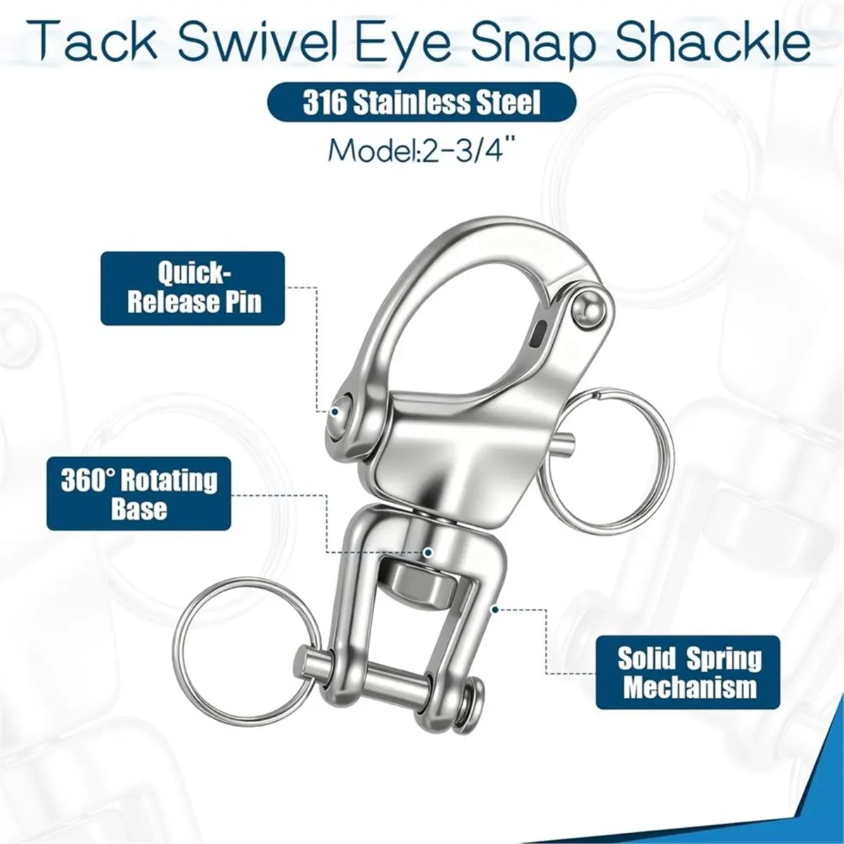 THANKYOU 6PCS Stainless Steel Rotating Buckle Quick Release U-Shaped Clamp, Suitable for Sailboat Baskets and Ship Rigging