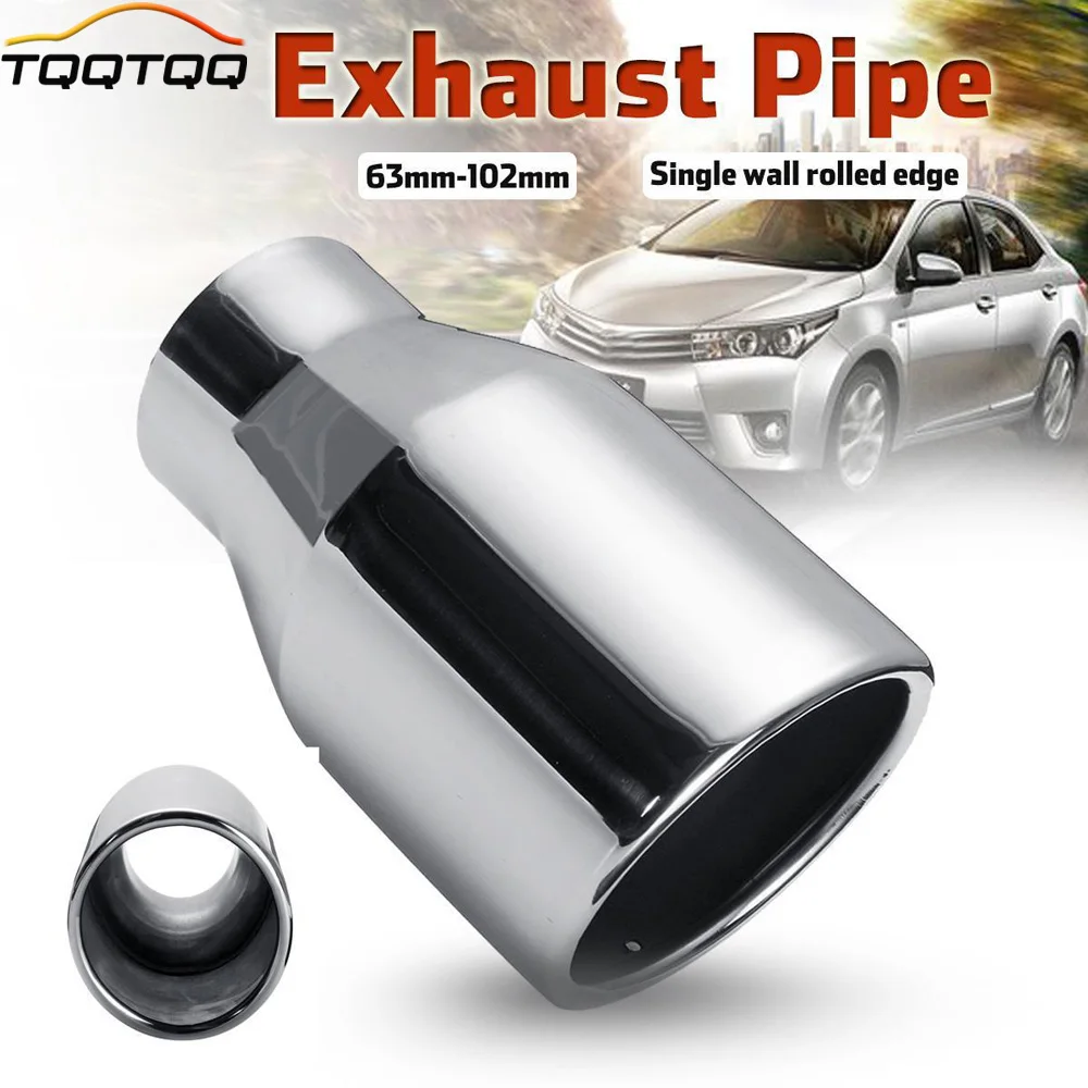 

Single-layer Rolled Edge Muffler Beveled Stainless Steel Car Exhaust Pipe Decorative Tail Pipe 63-102mm