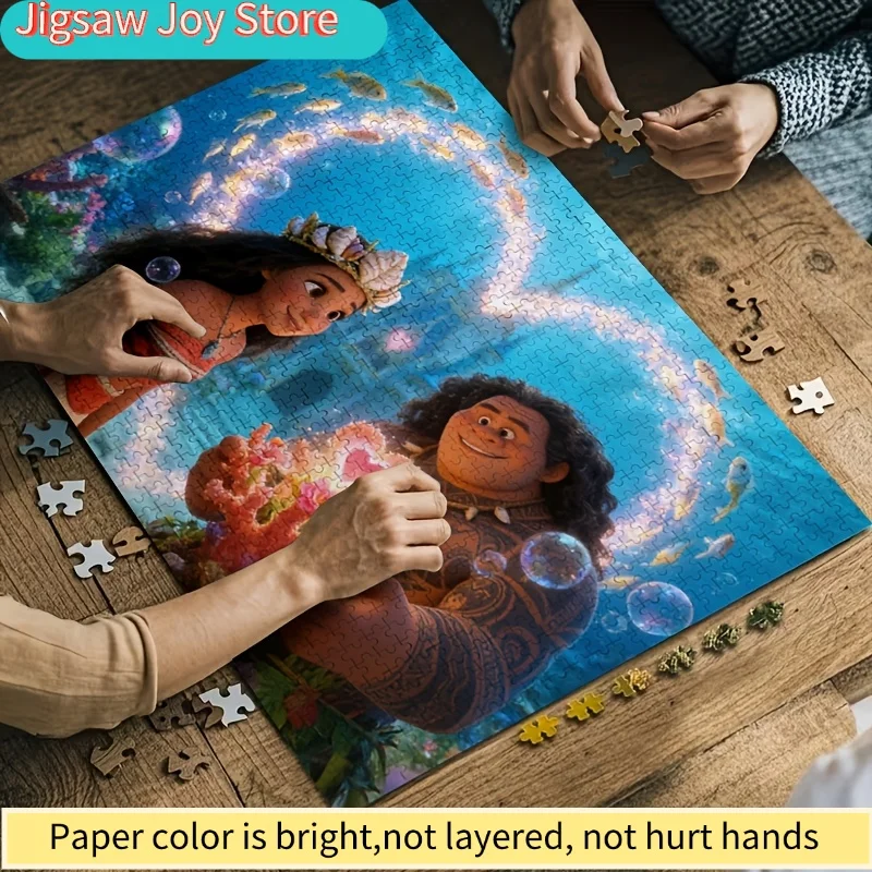 2D Flat, 1000pcs Disney Moana & Maui Puzzle Suitable for & - Underwater Heart Castle, Moana and Maui, Official Disney Movie, C
