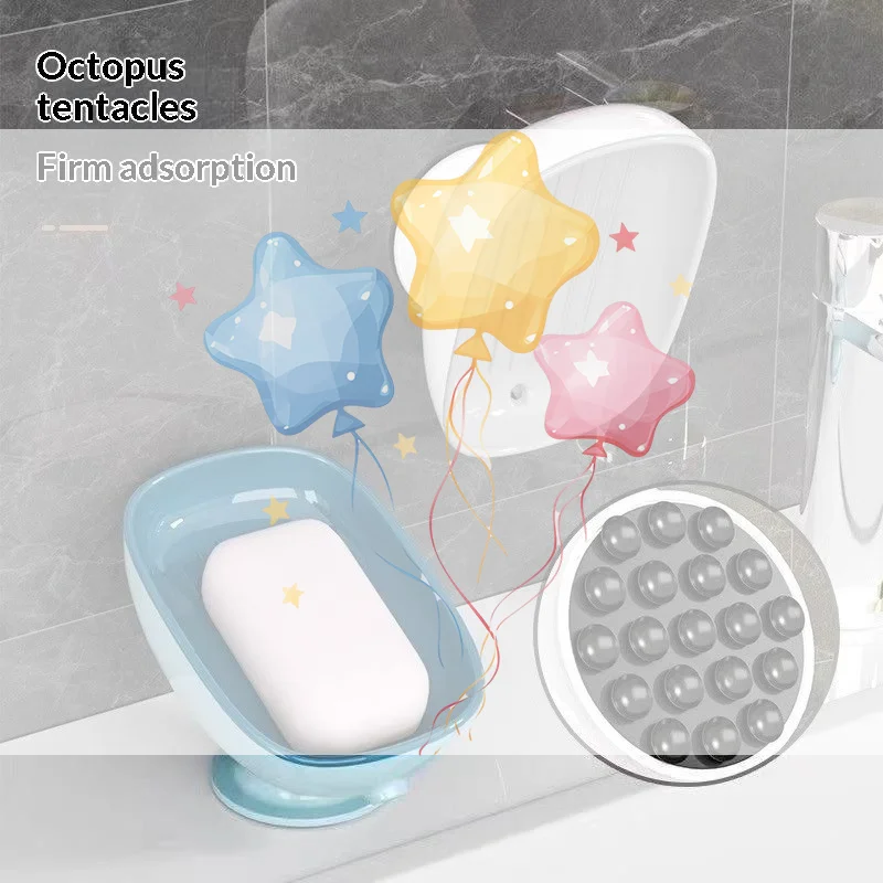 Super Suction Cup Soap Holder With Drain Water For Bathroom 
