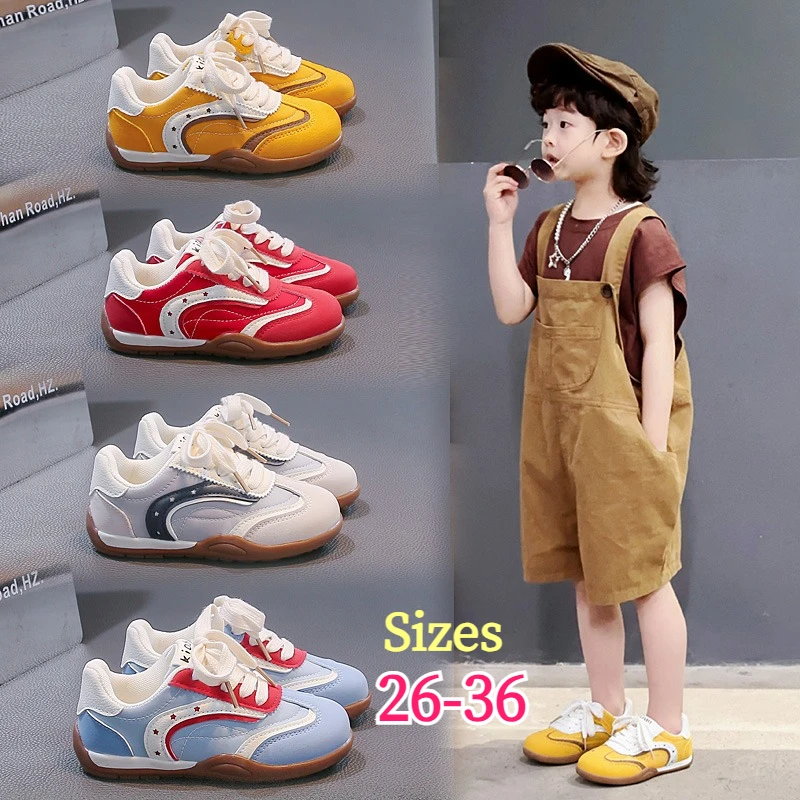 Fashionable Children's Shoes Kids Retro Sneakers Soft Non-Slip Casual Shoes for Toddlers Ages 3–18 Lightweight Boys Girls Shoes