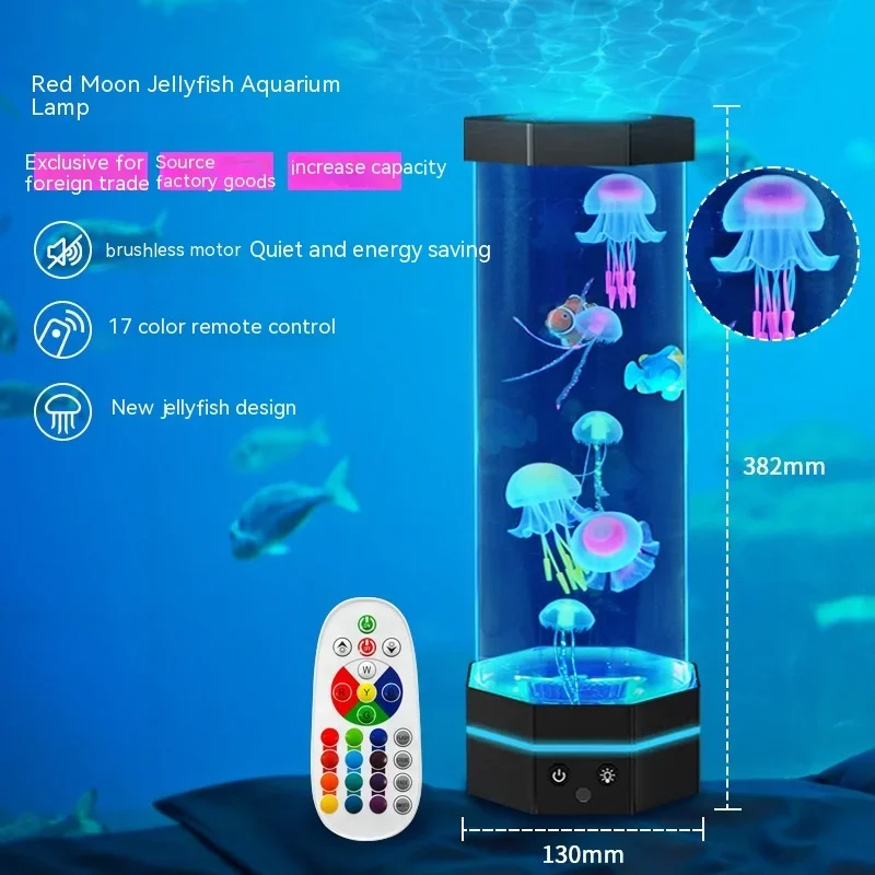 

Jellyfish Lamp Jellyfish Lava Lamp 17 Colors Changing 15inch With Remote Control USB Plug-in Bubble Fish Lamp Kids Night Light C