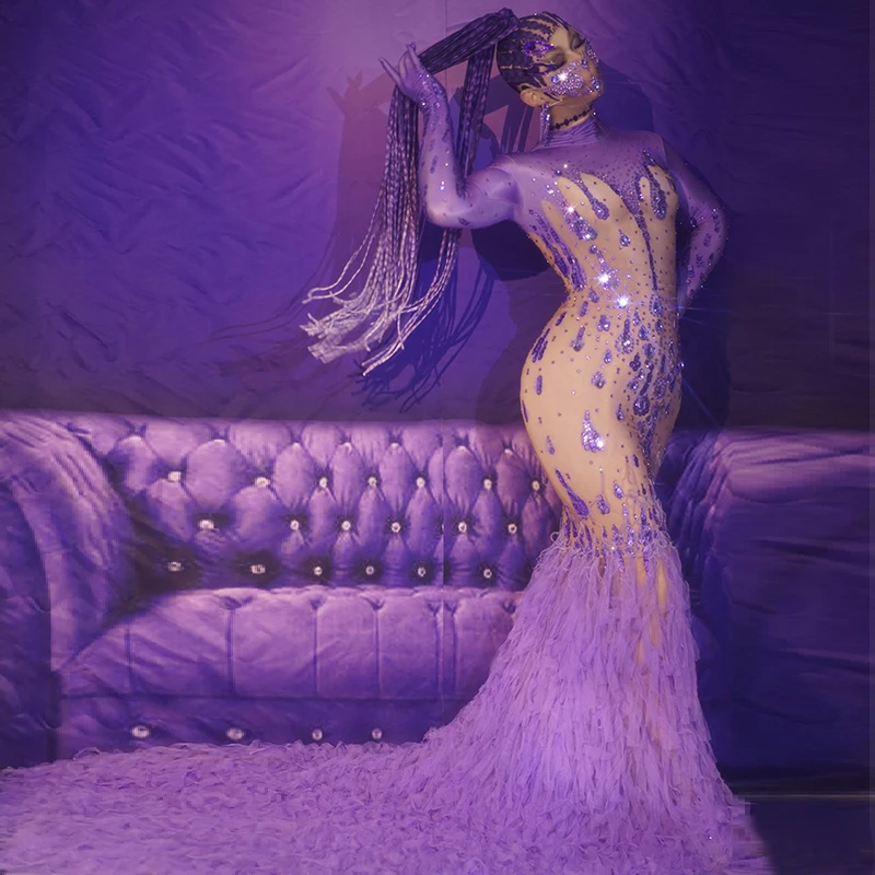 Sexy Sheath Tulle Prom Dress Fit Flare Tail Women Formal Evening Party Gown Stage Performance