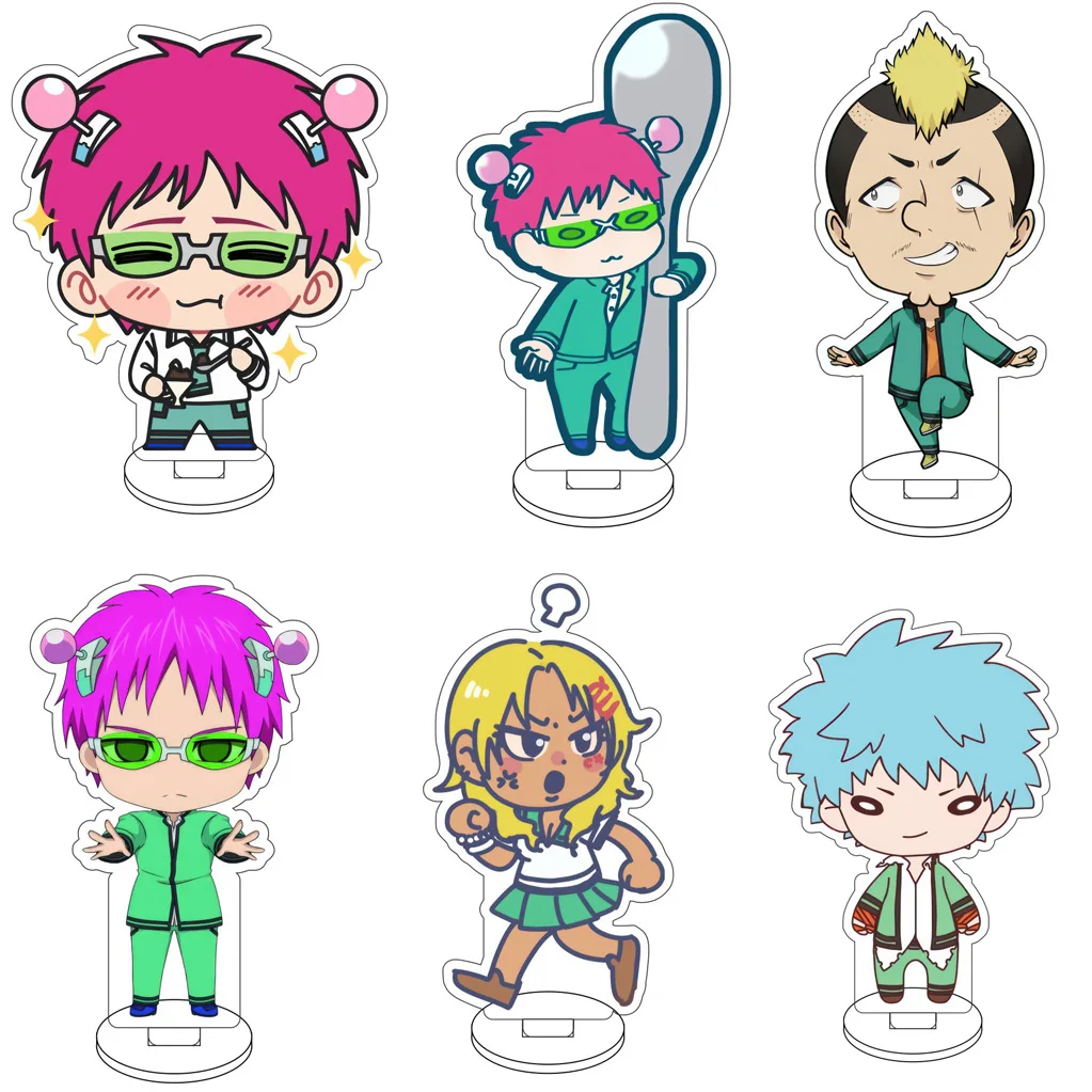

10CM Anime The Disastrous Life of Saiki K. Saiki Kusuo Nendou Riki Kaidou Shun Cos Acrylic Figure Stand Cute Gifts Ornaments