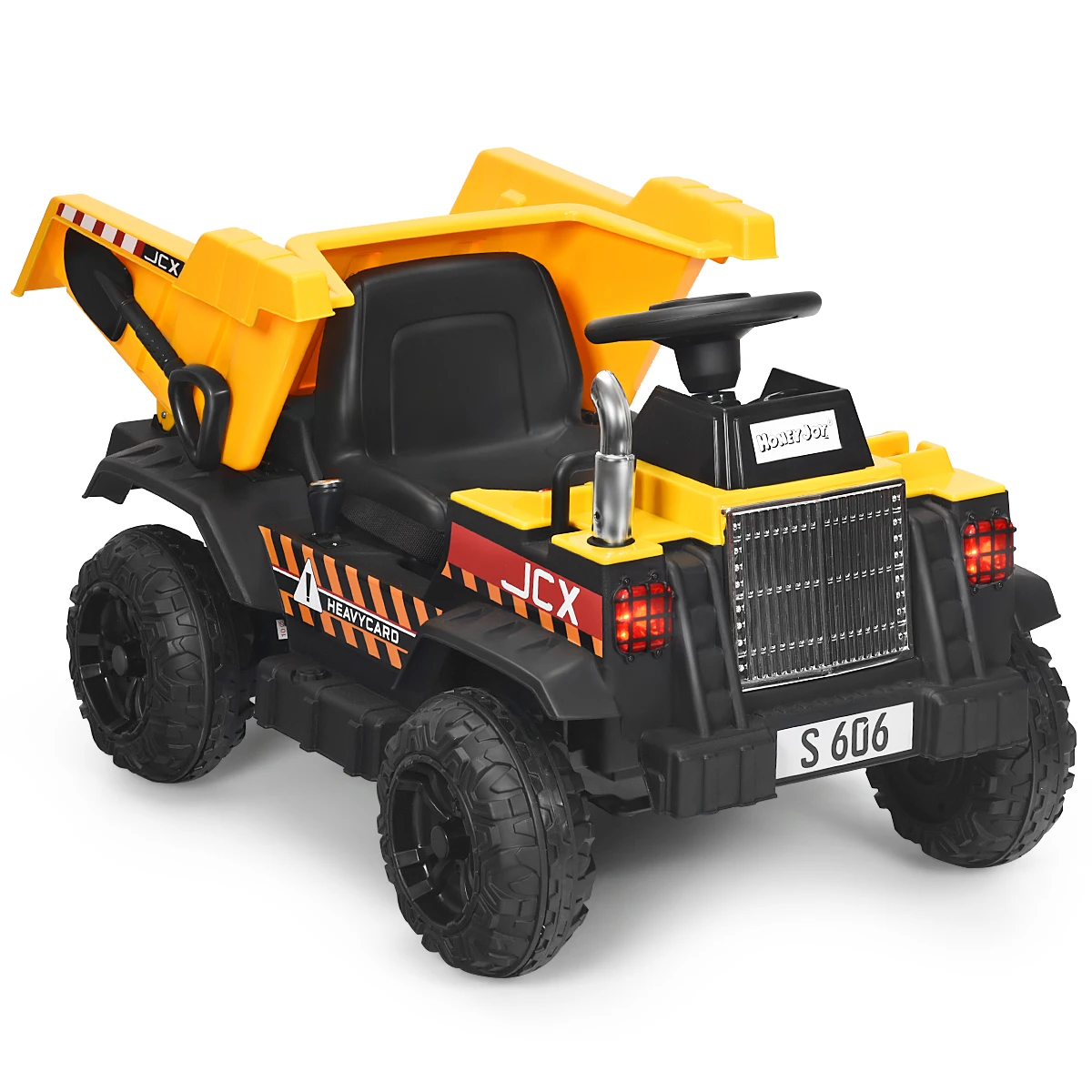 12V Battery Kids Ride On Dump Truck RC Construction Tractor w/ Electric Bucket & Electric Dump Bed