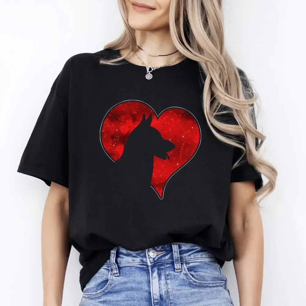 Red Heart Dog love T-Shirt gift Doberman Dog mom Unisex tee Black Navy Dark Heat tops Unisex Summer Short Sleeve