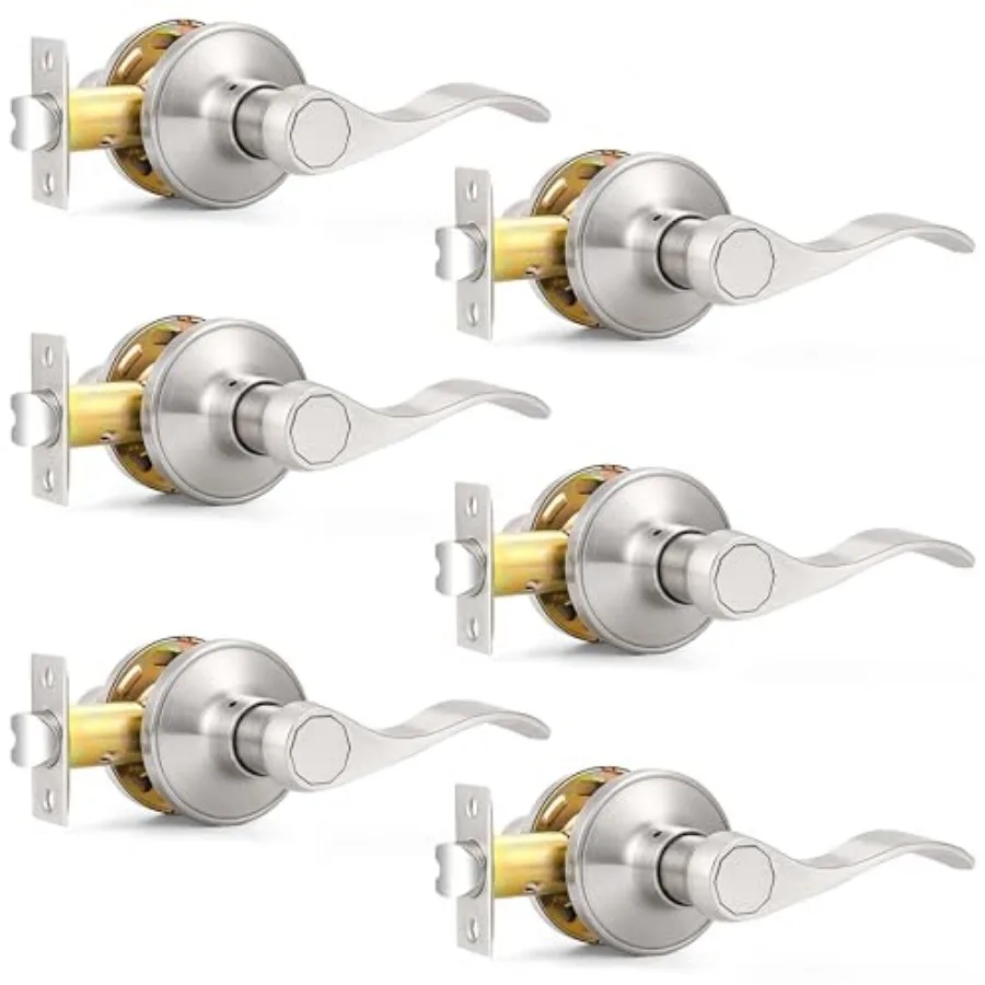 

Passage Door Levers, Wave Style Handles Keyless Interior Leversets for Hallway and Closet