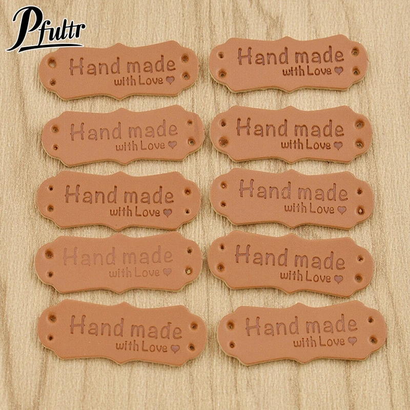 50Pcs PU Leather Tags Handmade With Love Labels Sewing Craft DIY Knittin Tags Unique Design Handmade Crafts High Quality