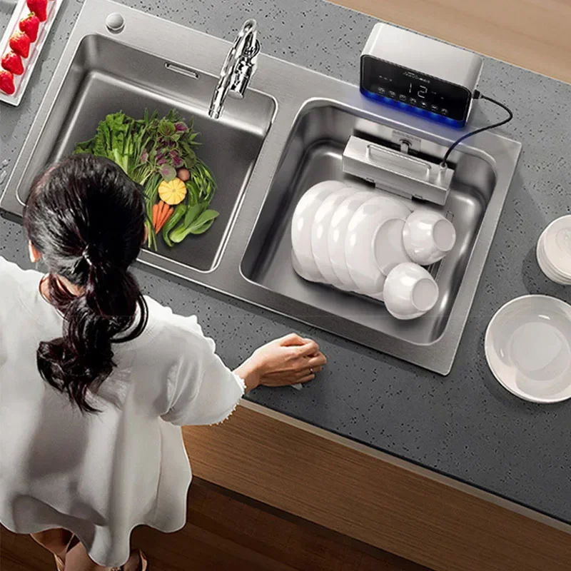 อัลตราโซนิกเครื่องล้างจานในครัวเรือนขนาดเล็กอิสระอ่างล้างจานเครื่องล้างจานอัตโนมัติในครัวเรือนติดตั้งฟรี