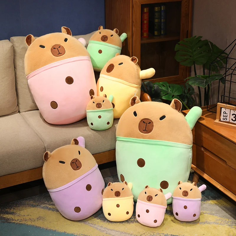 Boba Plushie Capibala Milk Tea Plush Doll Pillow Creative Design Cute, Soft, Comfortable, Available in Multiple Colors